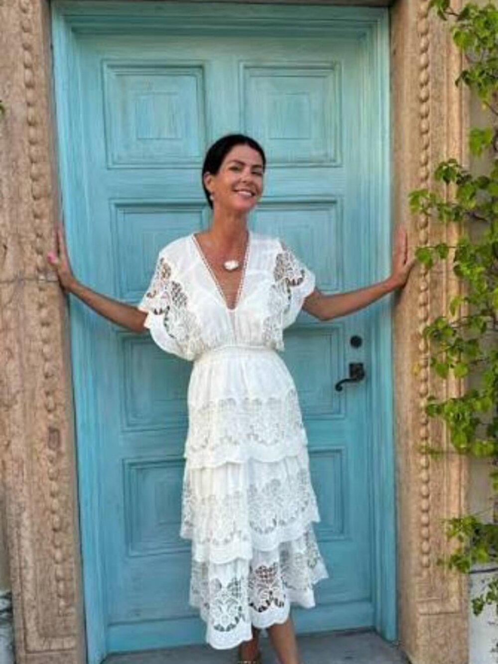 FARM Rio ICONIC Off White Richelieu Midi Dress sz L NWT